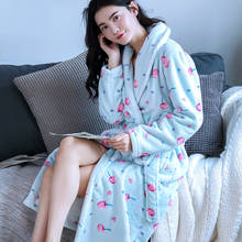 H5922 Flannel Women Robes Autumn Winter Cherry Print Nightgown Female Thickened Coral Velvet Nightwear Student Girls Bathrobe 2024 - buy cheap