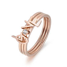 Classic 3 In 1 Rose Gold Color Cubic Zirconia LOVE Ring Jewelry Titanium Steel Wedding Engagement Ring For Women R18017 2024 - buy cheap