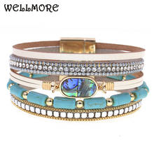 WELLMORE beaded bracelets for women leather bracelets multilayer wide charm Bracelets & Bangles BOHO Female fashion Jewelry 2024 - buy cheap