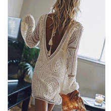TEELYNN sexy backless beach long sleeve coverup summer dresses white lace dress women tunic robe vintage boho vestidos plus size 2024 - buy cheap