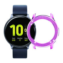 Защитный чехол для Samsung Galaxy Watch Active2 44/40 мм чехол для Active 2 44 мм ремешок для женщин двухрядные алмазные Чехлы бампер оболочка 2024 - купить недорого