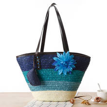 Bohemian Flower Straw Women Handbags Rattan Basket Shoulder Bags Wicker Woven Summer Beach Large Capacity Tote Big Bali Purses 2024 - buy cheap