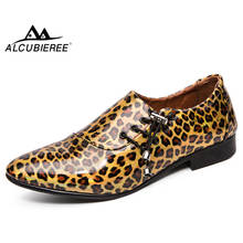 ALCUBIEREE/брендовые элегантные лоферы; Мужские модные модельные туфли с леопардовым принтом; Мужские оксфорды из лакированной кожи; Мужская обувь для вечеринок без шнуровки; Свадебные туфли 2024 - купить недорого