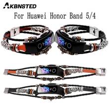 AKBNSTED Retro National Style Replacement Watch Strap For Huawei Honor Band 5 Smart Watch Strap For Huawei Honor Band 4 Watch 2024 - buy cheap