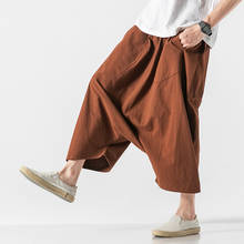 Calça de algodão masculina, calça de corrida de linho cruzada 2020, calça de moletom hip hop para homens 2024 - compre barato