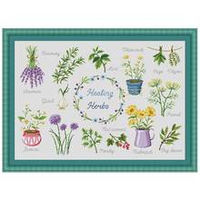 Healing herbs plant patterns Counted Cross Stitch 11CT 14CT 18CT DIY Chinese Cross Stitch Kits Embroidery Needlework Sets 2024 - buy cheap