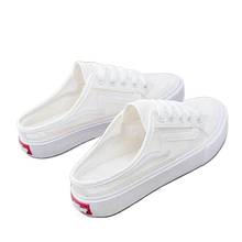 Summer New Style Half-drag White Shoes Female Korean Version of All-match Canvas Shoes Without Heel Lazy Shoes A Pedal 2024 - buy cheap