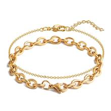 Pulseiras clássicas de metal zaer, braceletes com fecho fino de aço inoxidável dourado, para homens e mulheres 2024 - compre barato