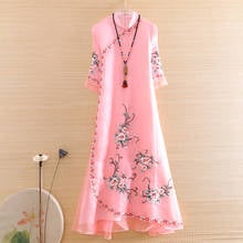 Hi-end Summer Women Organza Cheongsam Dress Embroidery Slim Elegant Lady Chinese Style A-line Party Qiapo Dress S-XXL 2024 - buy cheap