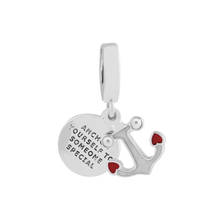 Berloque de prata esterlina 925 âncora do amor, fabricação de joias, coração esmaltado vermelho, enfeite para pulseira feminina, joias faça você mesmo 2024 - compre barato