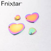 Fnixtar-etiquetas en blanco con estampado de corazón de amor, múltiples tamaños, espejo Polishe de acero inoxidable, grabado DIY, joyería personalizada, 20 unid/lote 2024 - compra barato