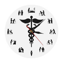 Reloj de pared moderno con logotipo de enfermera, reloj de pared con logotipo de caduceo grabado, regalo para enfermera certificada, Doctor, testetista, decoración del Hospital 2024 - compra barato