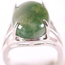 Anel de joias para mulheres, presente de pedra natural e cabochon oval, contas da cabine verde, ônix, anel de dedo ajustável k159, 1 peça 2024 - compre barato