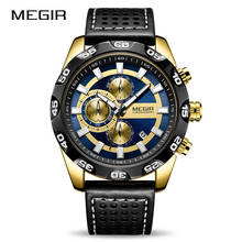 Reloj Hombre мужские s часы лучший бренд класса люкс MEGIR спортивные кварцевые часы с хронографом мужские часы кожаные Наручные часы Relogio Masculino 2024 - купить недорого