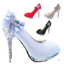 Zapatos de tacón alto con diamantes de imitación para mujer, zapatos de fiesta de boda elegantes y sexys, talla grande 9 10 2024 - compra barato