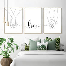 Love Canvas Print Painting Holding Hands Poster Minimalist Line Drawings Wall Art Nordic Sweet Love Wall Pictures Bedroom Decor 2024 - buy cheap