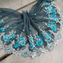 Hot Sale1 Meter 16cm Width Blue Green Floral Beautiful Embroidered Venise Lace Trim for Wedding Bridal and Garment Decoration 2024 - buy cheap