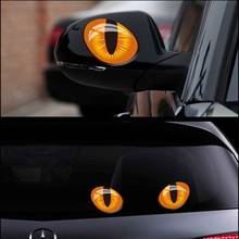 Adesivos de carro simulação de olhos de gato, 2 peças, acessórios, adesivos de carro 3d para espelho retrovisor, cobertura de cabeça do carro, decoração com windows 2024 - compre barato