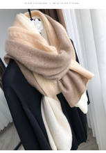 Cachecol de cashmere feminino inverno, fio longo de lã costurado, alargado e xale de dupla utilização 2024 - compre barato