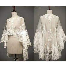 Wedding Cape Lace Hem Bridal Jackets Elegant Shawl White Ivory Shrugs For Bride Appliques Bride Wrap 2024 - buy cheap
