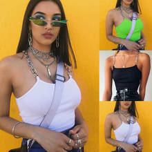 Fashion Casual Solid Women Sexy Vest Crop Chain Bralette Bralet Bra Bustier Crop Top Unpadded Tank Gothic Cotton Blend Clubwear 2024 - buy cheap