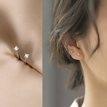 100% 925 Sterling Silver Small CZ Zircon Stud Earrings Mini Crystal Student Stud Minimalist Jewelry 2024 - buy cheap