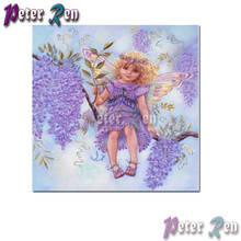 5d Фиолетовый Ангел девочка алмазная живопись Вышивка Сделай Сам квадратная или Круглая Мозаика Вышивка крестом горный хрусталь свадебный подарок на день рождения 2024 - купить недорого