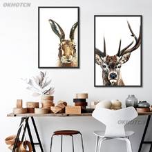 Animal Poster Printing Canvas Painting Living Room Bedroom Home Decoration Rabbit Elk Nordic Minimalist Wall Modular Art Picture 2024 - buy cheap