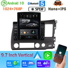 9.7" Tesla Style PX6 4+64G GPS Android 10.0 Android auto Radio For Honda Civic 2006-2011 RHD LHD 360 Camera Car Media Head Unit 2024 - buy cheap
