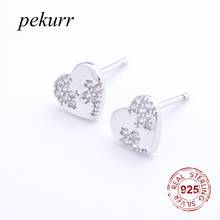 Pekurr 925 Sterling Silver Zircon Bead Puzzle Love Heart Women Stud Earrings For Women Accesories Wedding Fashion Jewelry 2024 - buy cheap