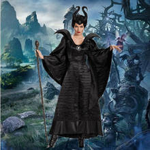 Hot New Movie Maleficent Women Halloween Cosplay Costumes Black Queen Evil Witch Sorceress Darkness Horns Clothing Cloak 2024 - buy cheap