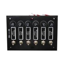 Painel de interruptor liga/desliga para barco, 6 gang, dc 12v/24v, para trailer, com 6 parafusos, acessórios para carro 2024 - compre barato