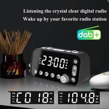 DAB FM-радио прикроватный будильник, двойной будильник, повтор, автоматический режим сна, два usb-порта, зарядка на смарт-фон, громкий динамик, светодиодный экран 2024 - купить недорого