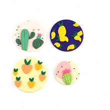 Doreen Box Polymer Clay Pendants Round Cute Peach Pink Cactus Plant Charms DIY Making Earrings For Women Girls Jewelry,2PCs 2024 - buy cheap