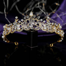 Coroa hadiyana strass pérola tiara na moda casamento noiva acessórios para o cabelo de luxo jóias bcy8917 coroa de noiva 2024 - compre barato