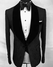 Elegant Groom Dress 3 Pieces 2020 Custom Made  Tuxedo Suit Design Black Floral Velvet Lapel Men Suits For Wedding Party Tuxedos 2024 - buy cheap