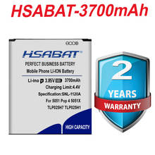 Bateria hsabat original 3700mah, bateria para alcatel onetouch pop 4 embutida 5051x 5051m 5051d 5051j tlp025h7 tlp025h1 2024 - compre barato