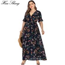 Floral Boho Beach Dress Women Summer V Neck Ruffles Short Sleeve Flower Maxi Long Dresses Belted Ladies Tunic Dress 2024 - buy cheap