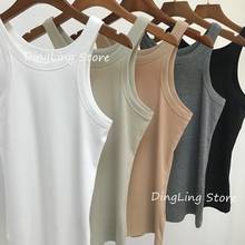 Women Stretch Sleeveless Vest Black Gray White Solid Color O-neck lady Slim Camis Casual Bottoming Vest Top 2024 - buy cheap