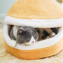 Мягкая кошачья кровать для гамбургера, теплая круглая подушка для домашних животных, зимний коврик для кошек, гнездо для маленького щенка, питомника, товары для домашних животных 2022 - купить недорого