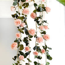 Artificial Rose Rattan Rreal Touch Silk Flower String Wreath Romantic Wedding Home Garden Hotel Decoration Artificial Rattan 2024 - buy cheap