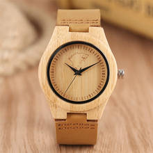 Lovely Engraving Ice Wolf Bamboo Wood Case Women's Watch Brown Genuine Leather Ladies Wristwatch Trendy Natural Wooden Timepiece 2024 - buy cheap