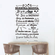 Spanish Recipe Wall Stickers Nuestra Receta Vinyl Wall Art Decal Restaurant Kitchen Decoration Removable Wall  Window Poster 2024 - buy cheap