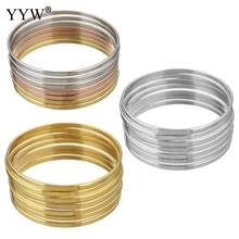 7pcs/Set Stainless Steel Bangle For Woman Gold/Rose Gold/Silver Color Sold By Set Party Birthday Jewelry 3mm Inner Approx 55mm 2024 - buy cheap