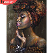 Huacan pintura com diamantes redondos/quadrado, feminino africano, faça você mesmo, bordado, mosaico, bordado, artesanato 2024 - compre barato