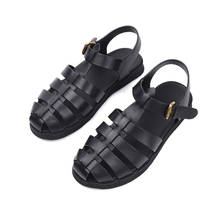 Korean Style High top Cow leather Rome Gladiators Summer Beach Sandals Size Plus buckle strap exercise Leisure Men Sandals 2024 - buy cheap