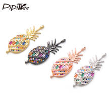 Pipitree-Colgante de piña de Zirconia cúbica, Micro pavé colorido, para pulsera, Diy, Conector de fabricación de joyas, regalo de boda 2024 - compra barato