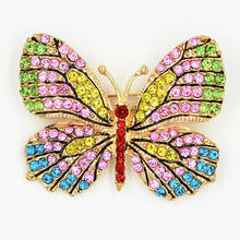 2021 new exquisite fashion high quality imitation rhinestone big butterfly brooch women's wedding bridal brooch accessories 2024 - buy cheap