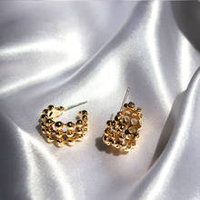 Широкие серьги с полукольцами в стиле ретро, простые золотистые серьги-кольца в стиле панк, хип-хоп, ювелирные изделия для женщин 2024 - купить недорого