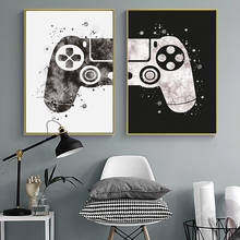 Black and White Watercolor Gamepad Boys Game  Poster and Print Canvas Painting Wall Art Picture for Living Room Home Decoration 2024 - buy cheap